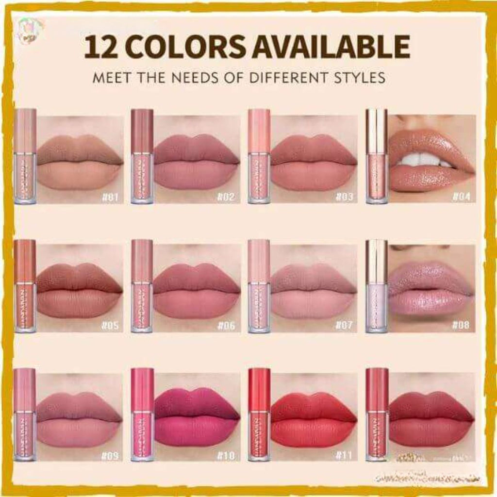 Mocallure 12 Lip Gloss Set + Carla Secret Cream Blush & Concealer Kit (Beauty Blender Free)