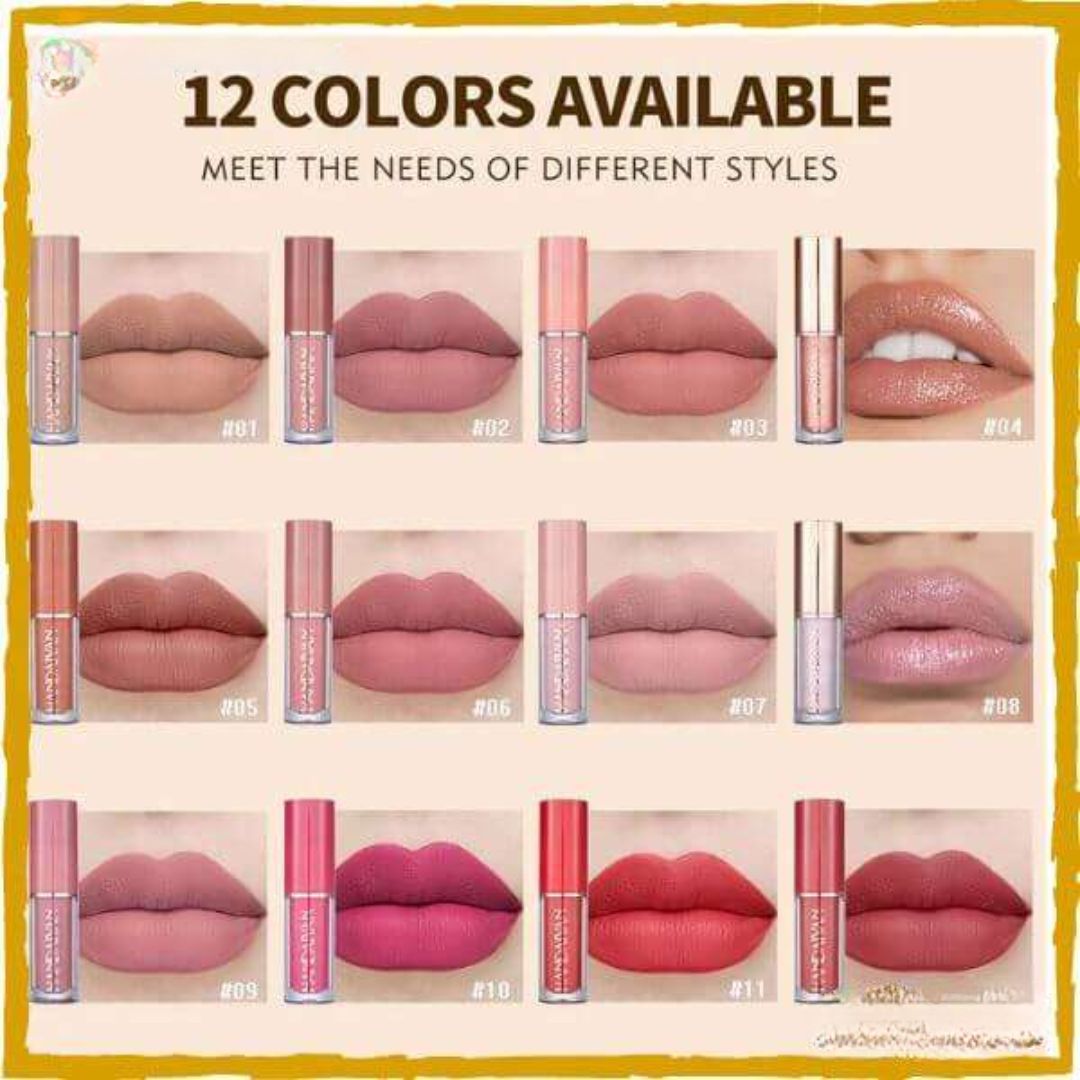 Mocallure 12 Lip Gloss Set + Carla Secret Cream Blush & Concealer Kit (Beauty Blender Free)