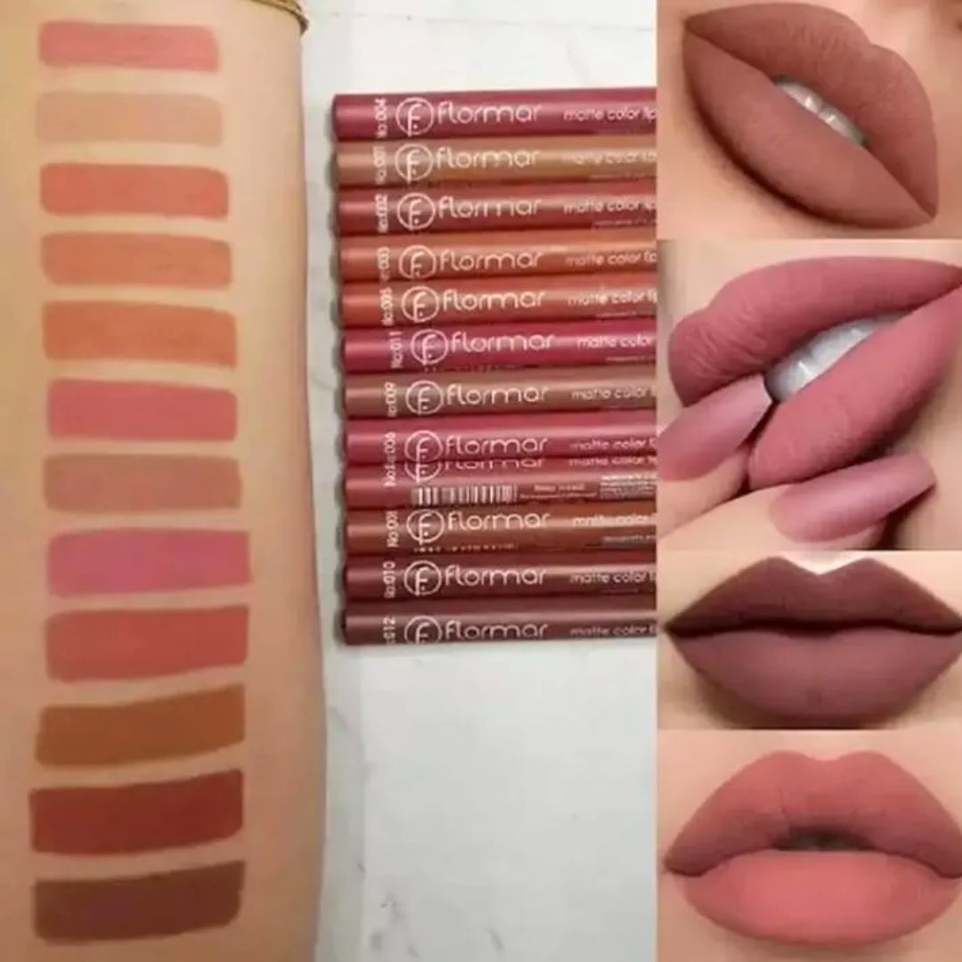 Lip Set Deal (12pcs Mocallure LipGloss Set, 12Pcs Flormar Lip Pencils and Free Teddy Color Changing LipGloss)
