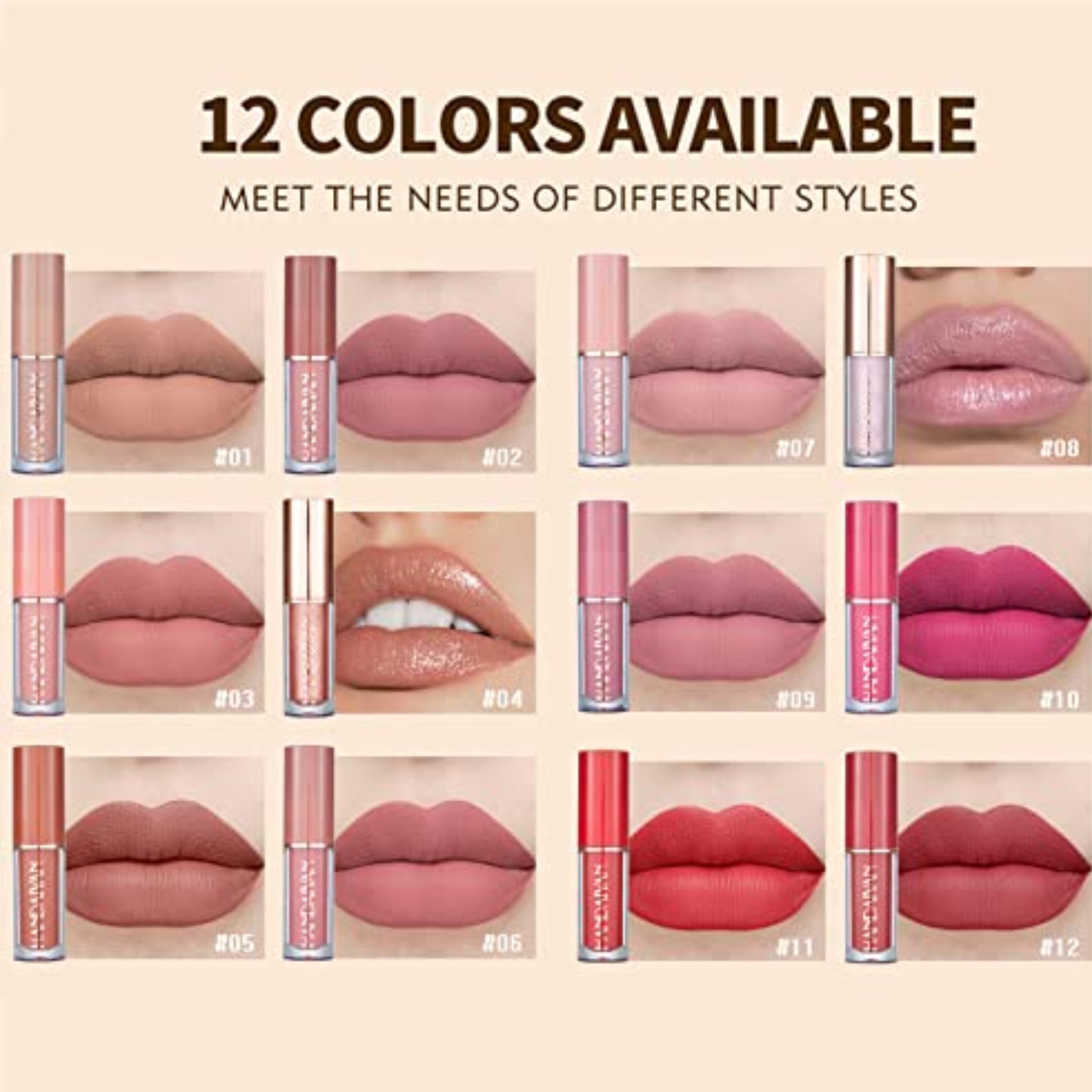 Mocallure 12pcs LipGloss - Long Lasting