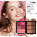 Mocallure 12 Lip Gloss Set + Carla Secret Cream Blush & Concealer Kit (Beauty Blender Free)